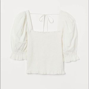 H&M puff-sleeved smocked blouse